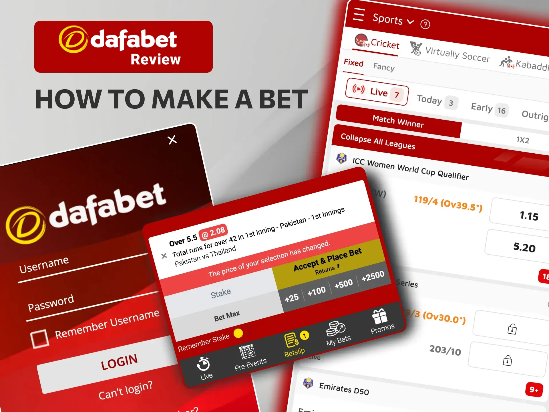 Bet on your favorite team at Dafabet Casino via the app with a seamless betting process.