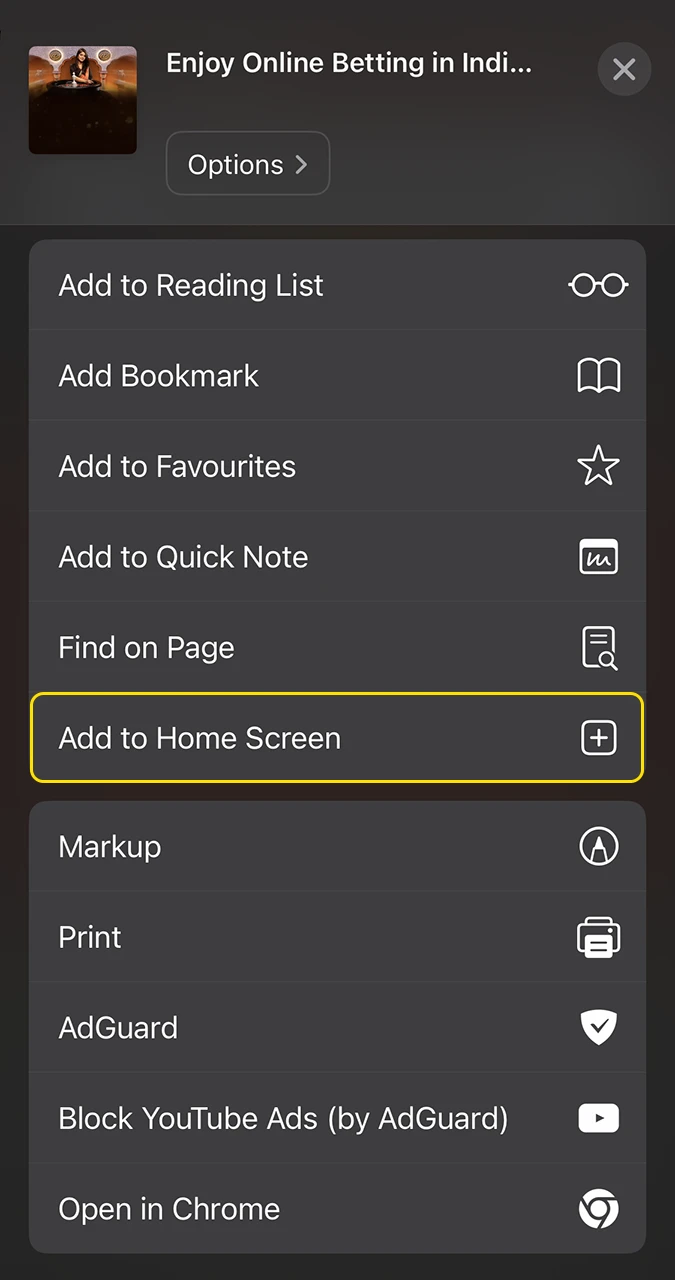 Add the Dafabet app to the desktop of your iOS device.