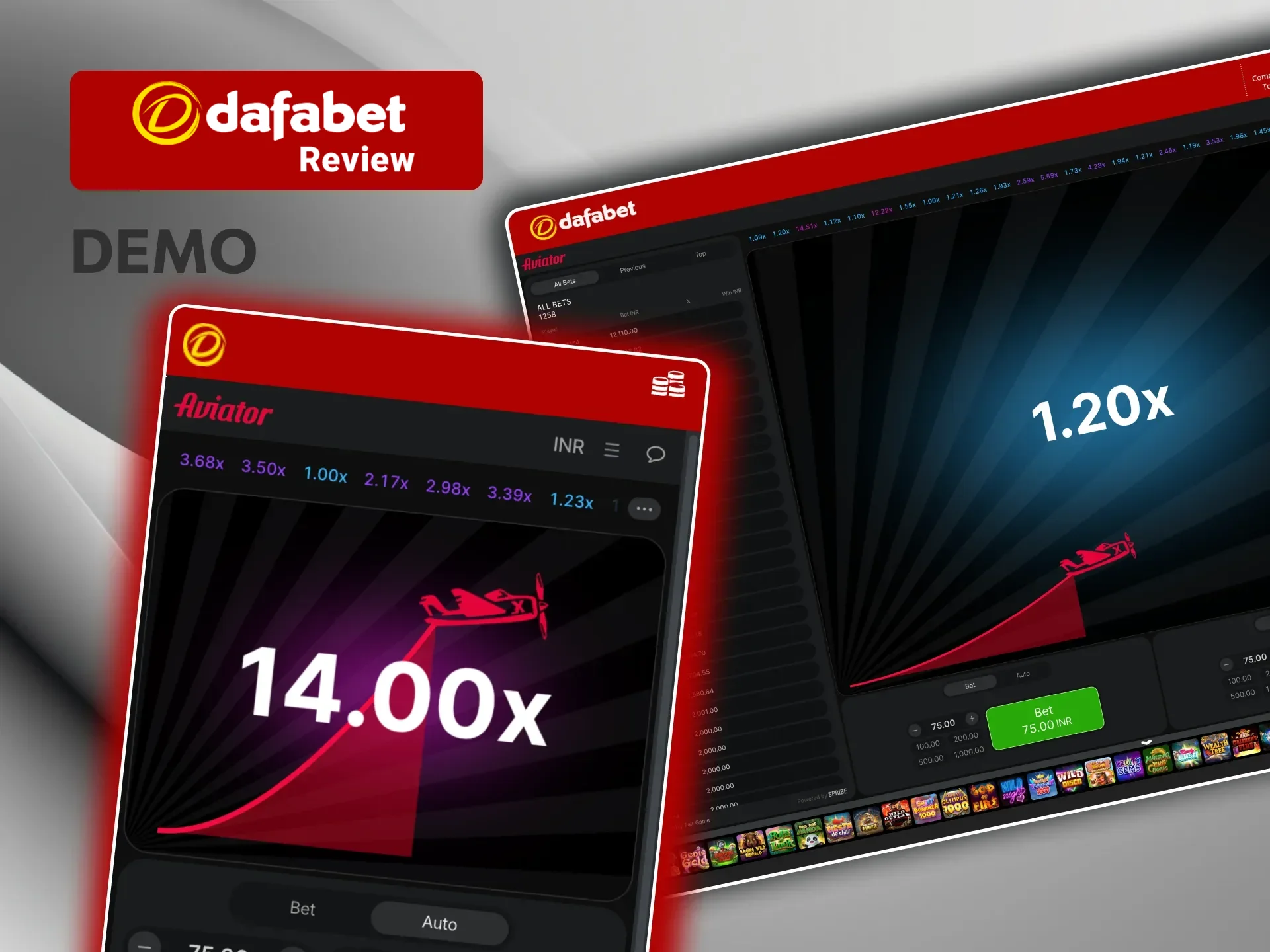 Play Aviator in demo mode at Dafabet and test the game with virtual credits.