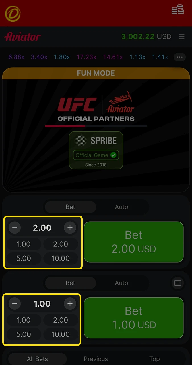 Choose a bet that suits you and confirm it in the Aviator game from Dafabet casino.