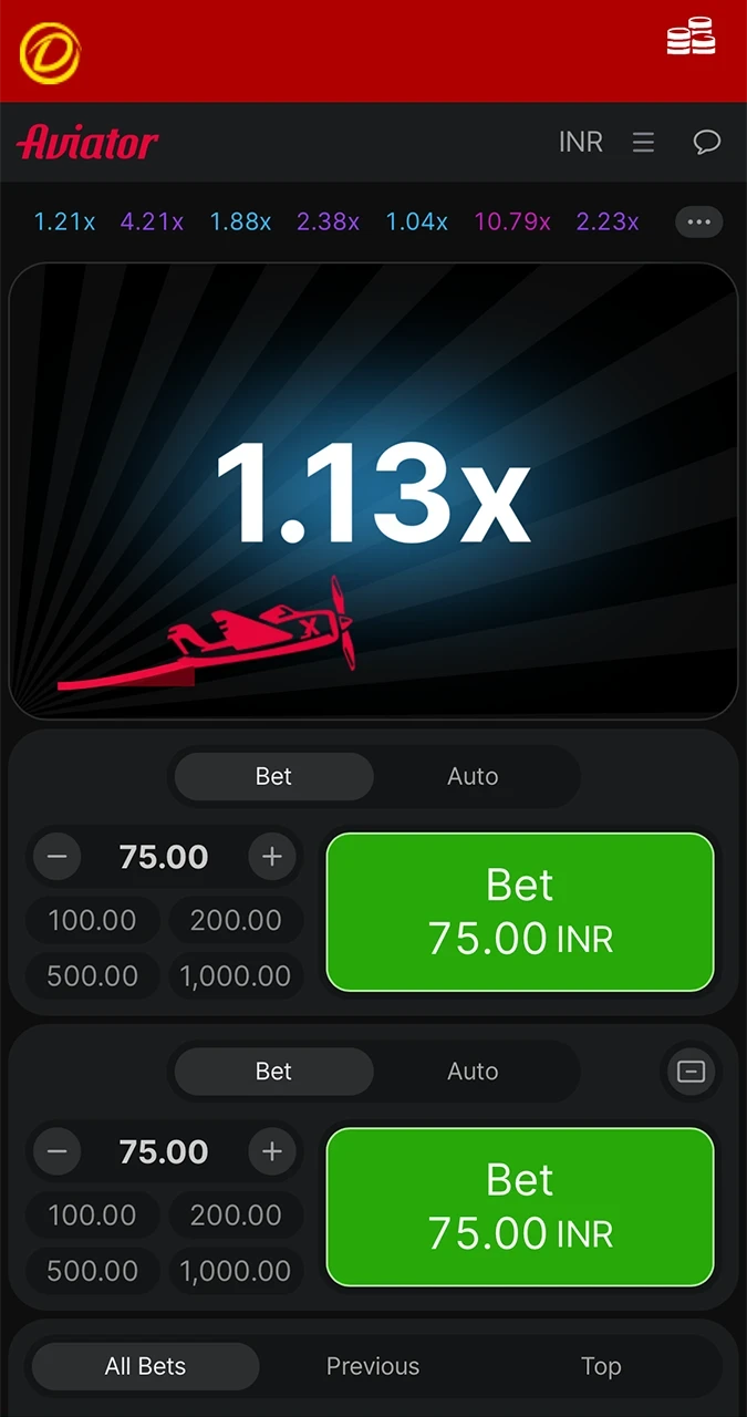 Home page in the Aviator game from Dafabet Casino.
