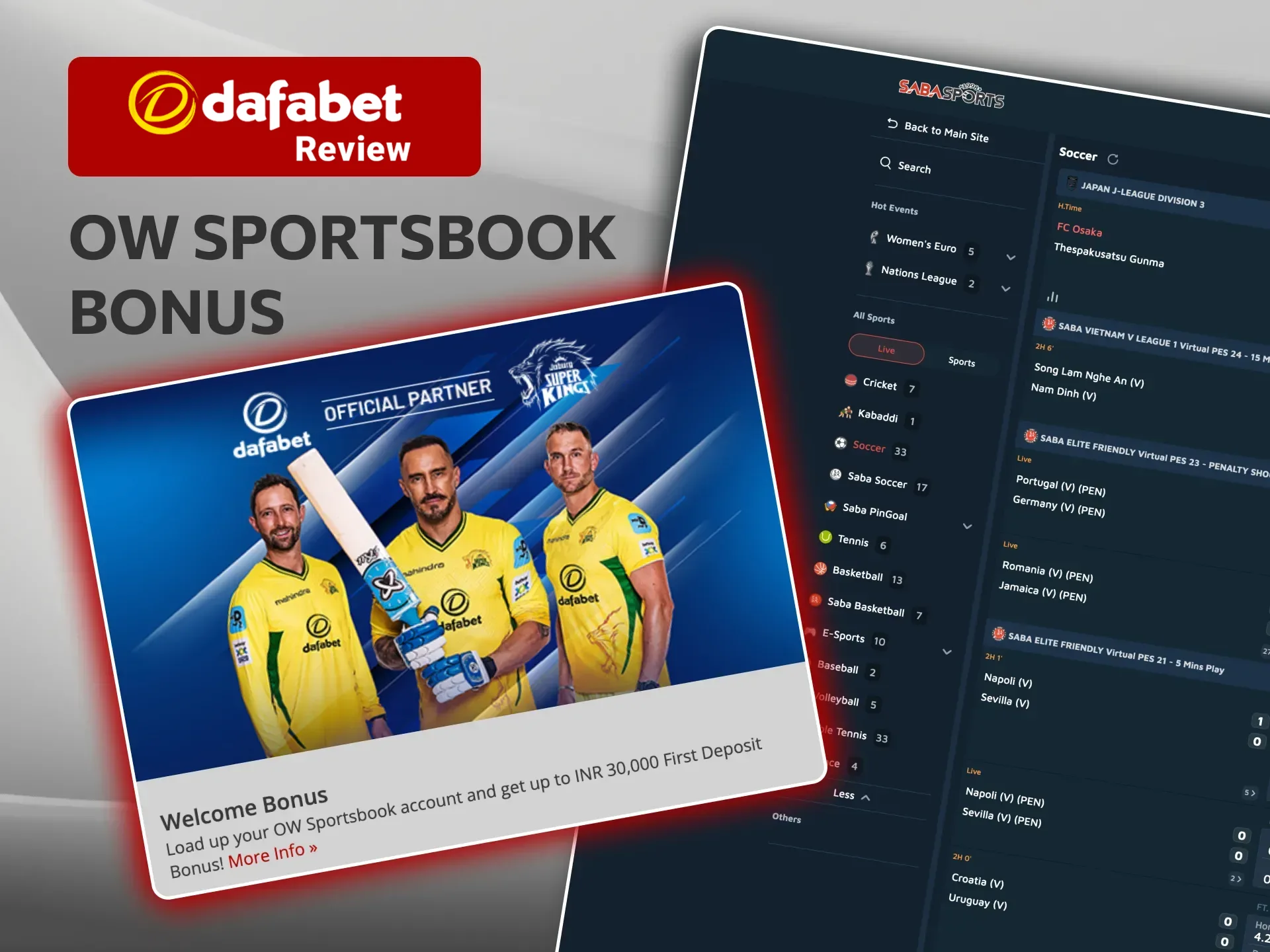 OW Sportsbook Bonus at Dafabet Casino valid for new players with wagering requirements.