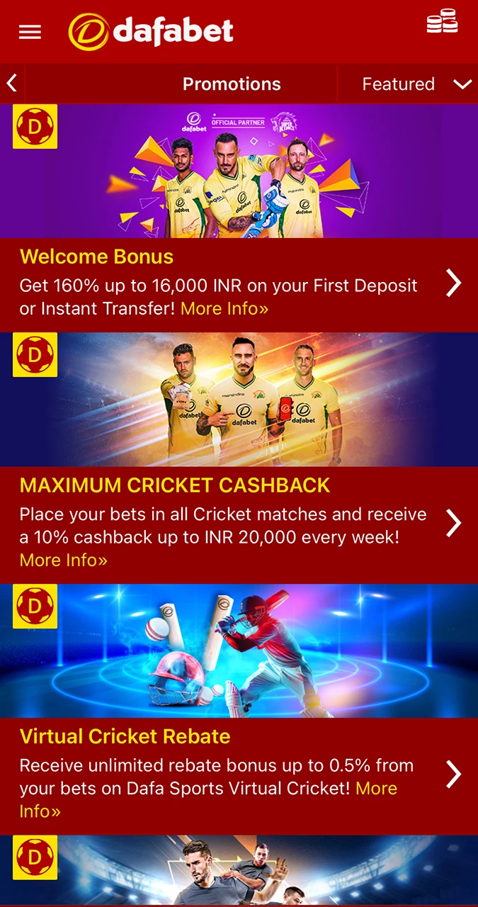 Explore the available bonuses from Dafabet and choose your favourite.