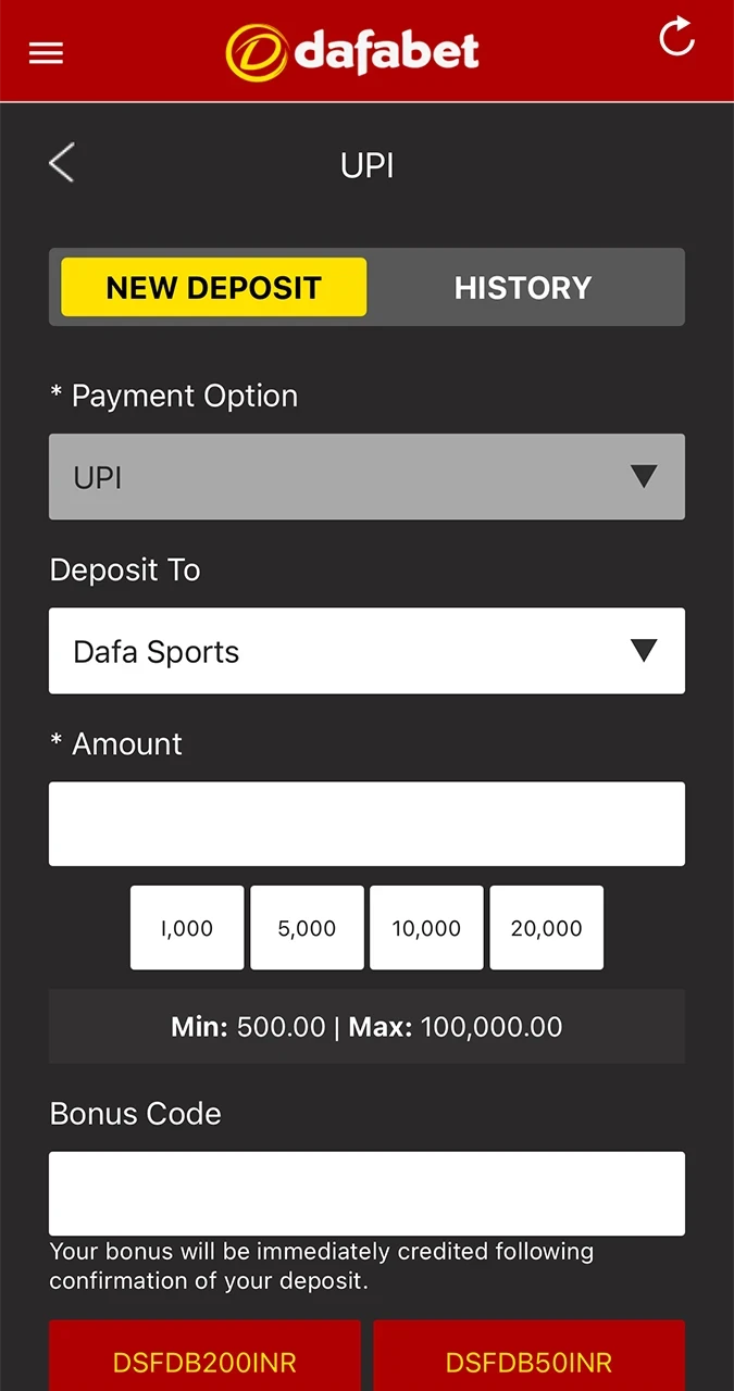 Make a deposit to fully dive into Dafabet's games and win.