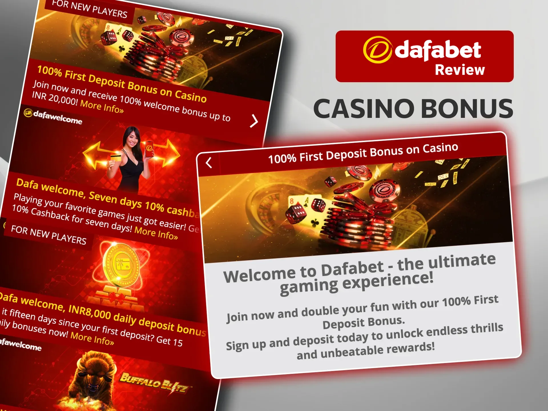 Enjoy a generous casino bonus at Dafabet Casino with a 20x wagering requirement.