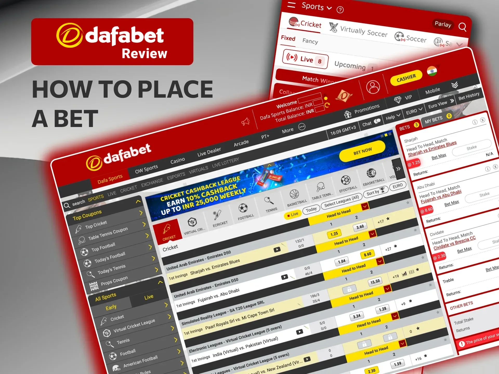 Place bets at Dafabet Casino with easy navigation through OW Sports and Dafa Sports pages.