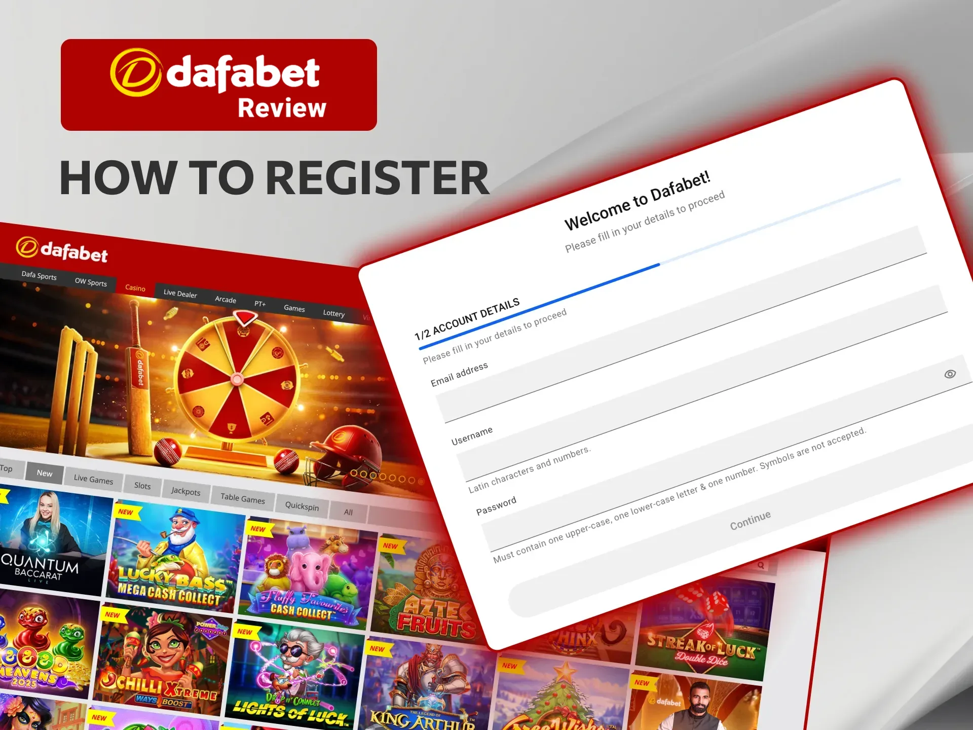 Register at Dafabet Casino with a few simple steps and unlock exclusive bonuses.