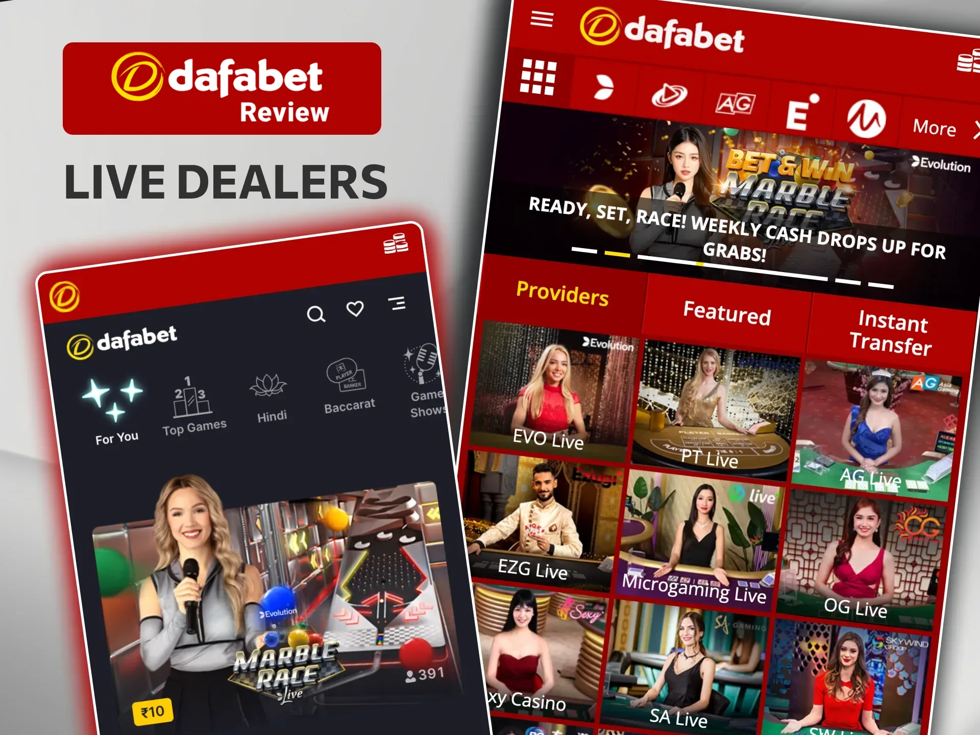 Play poker, baccarat, roulette, and blackjack at Dafabet Casino’s live dealer tables.