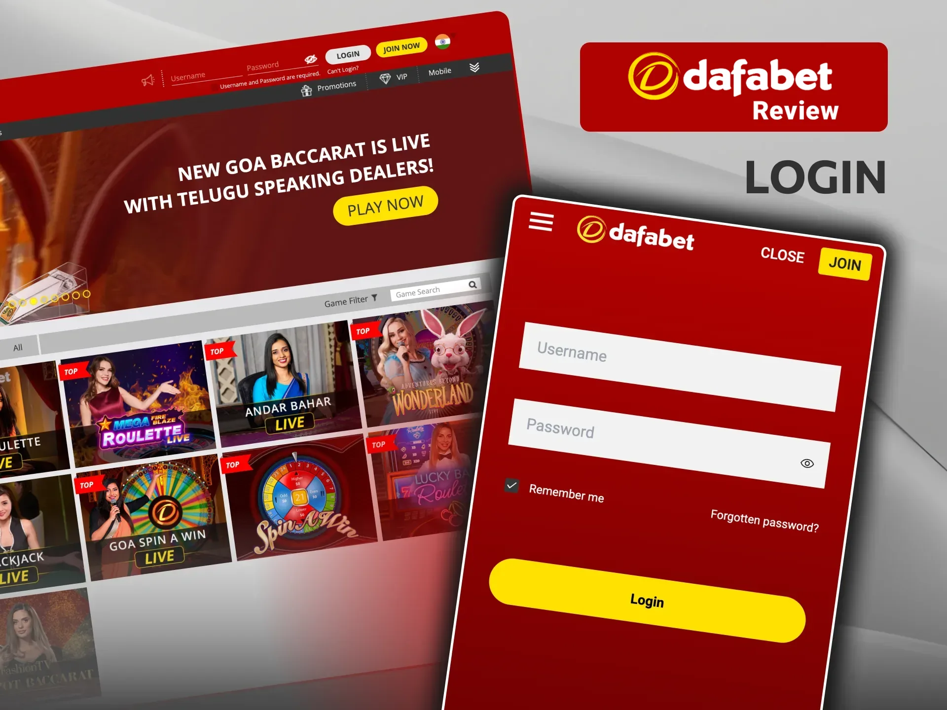 Sign in to Dafabet Casino anytime, anywhere with multi-device compatibility.