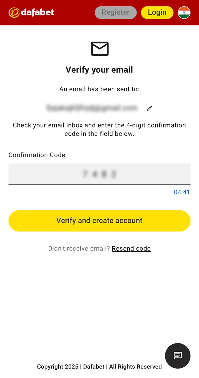 Confirm your participation on the Dafabet website by completing your registration.