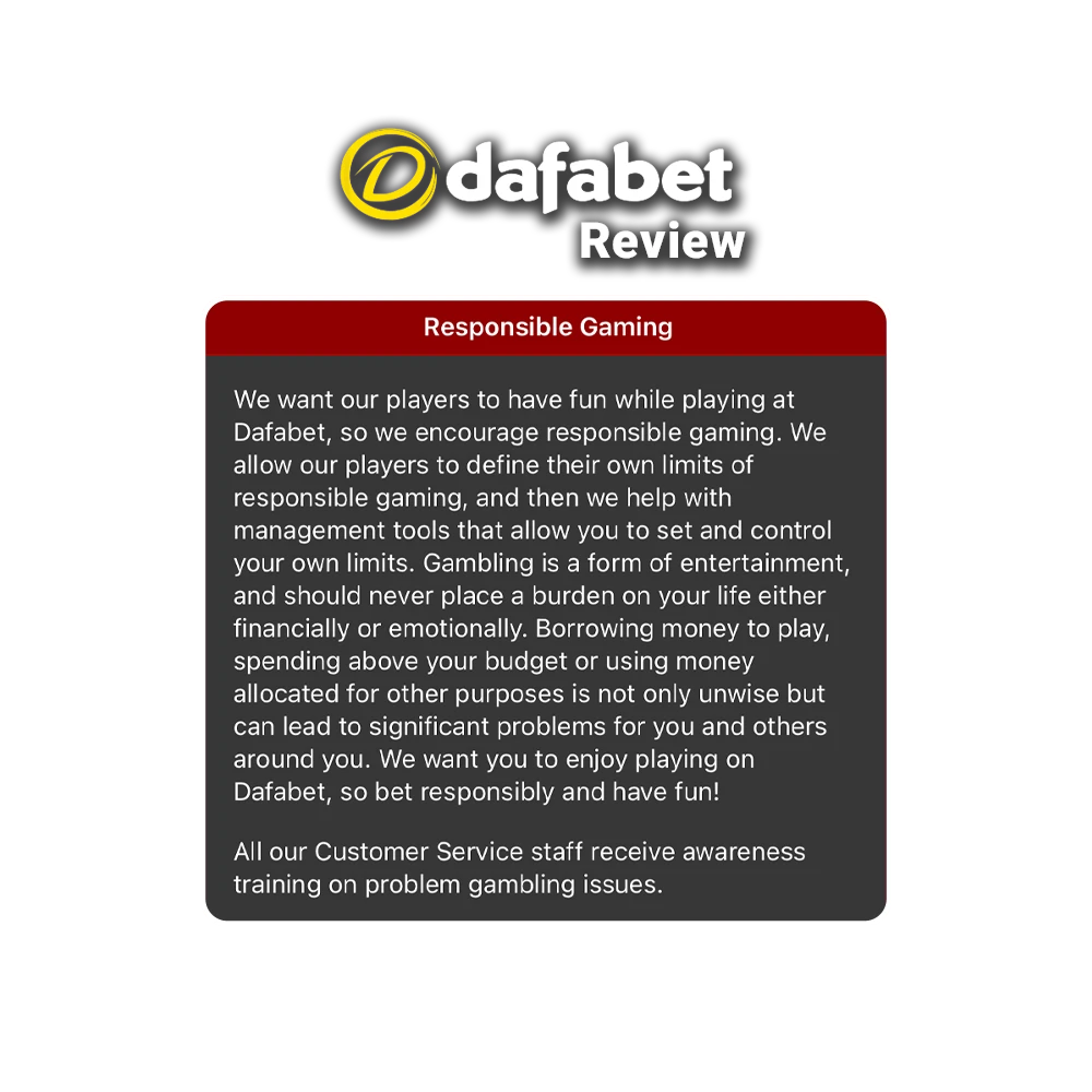 Be responsible when playing on the Dafabet website and remember to take breaks.