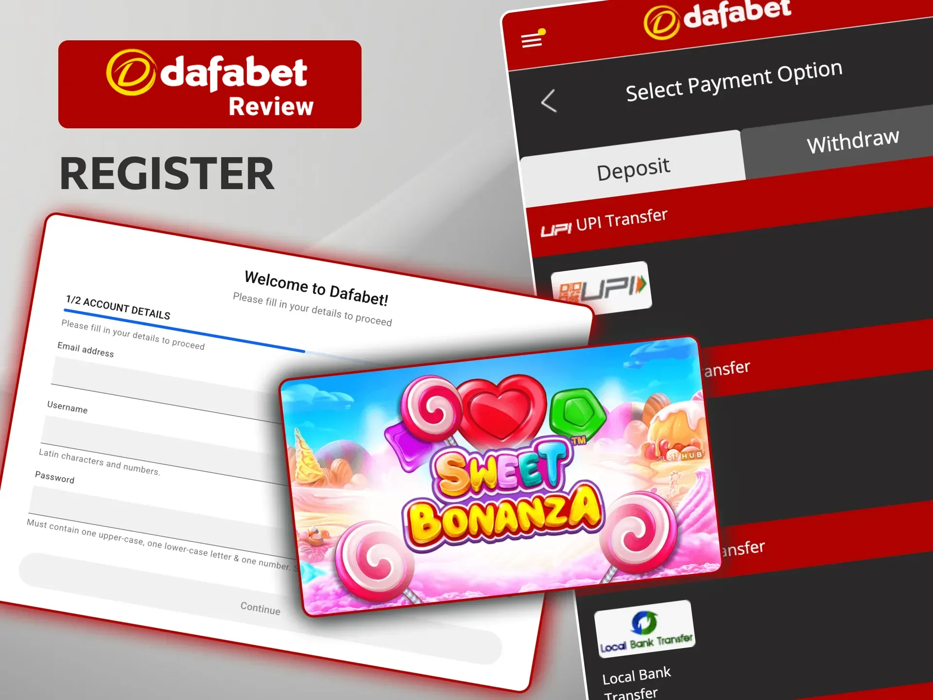 Create an account at Dafabet to access Sweet Bonanza and start playing.