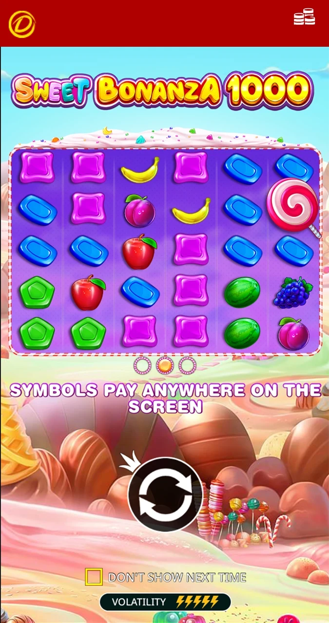The loading screen in the Sweet Bonanza game from Dafabet Casino.