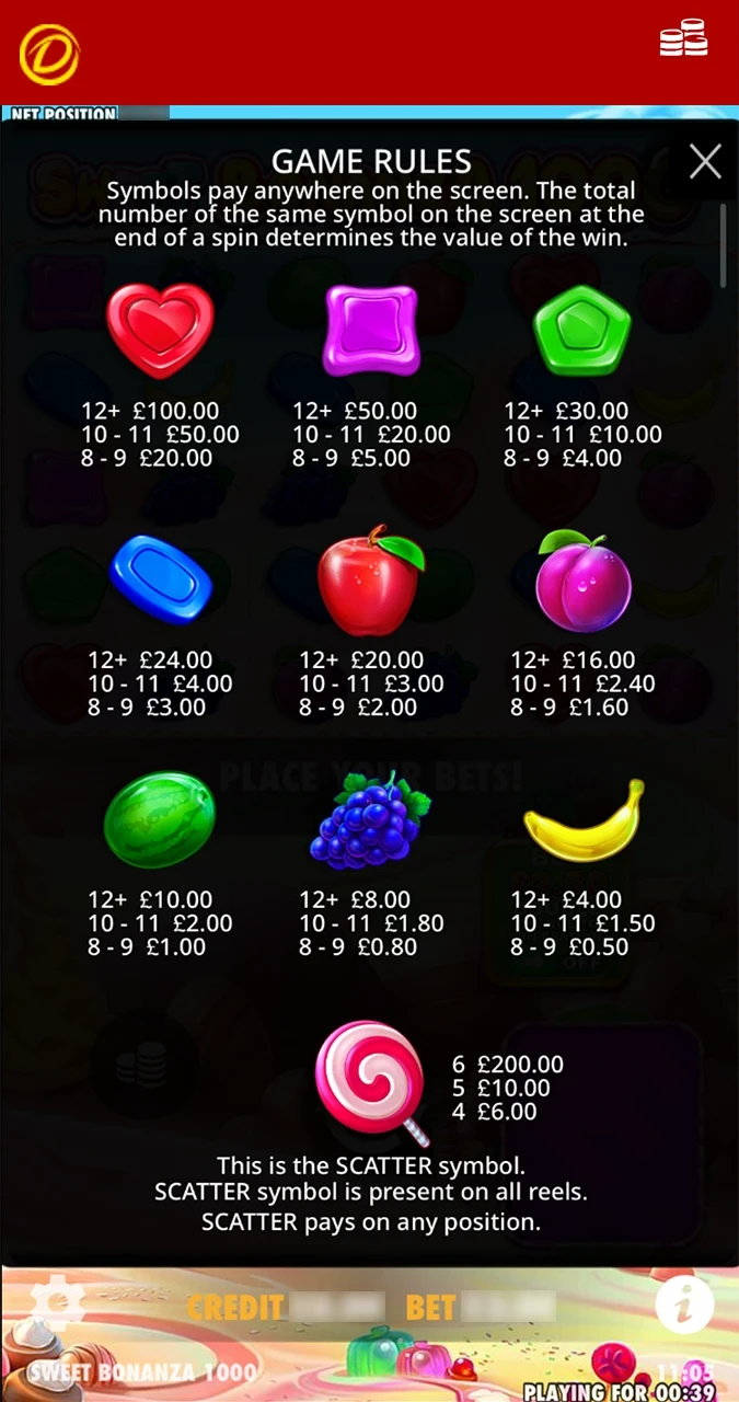 Familiarise yourself with the rules of Sweet Bonanza from Dafabet Casino.