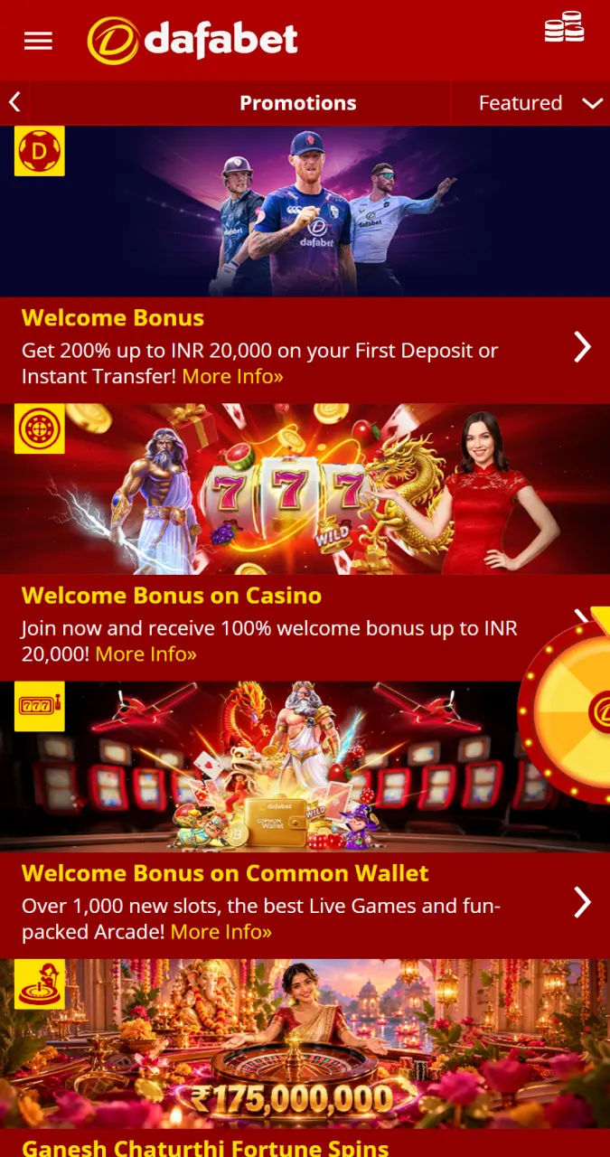 Explore the available bonuses from Dafabet and choose your favourite.
